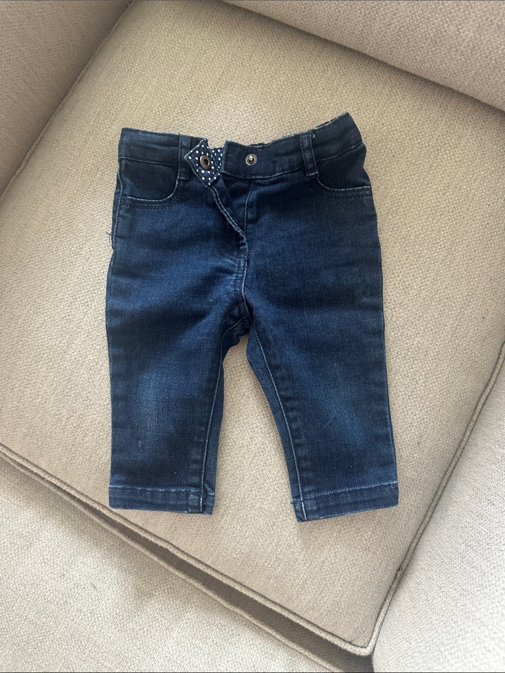Cyrillus Dark Blue Baby Girl Denim Jeggings with Button Detail 9m